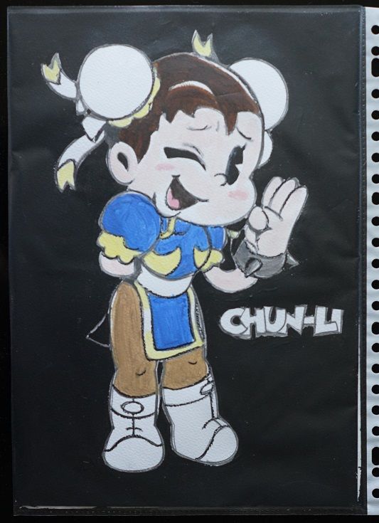 Bl - peinture - chibi - chun-li - sur papier aquarelle forma 4 Foug�res (35)
