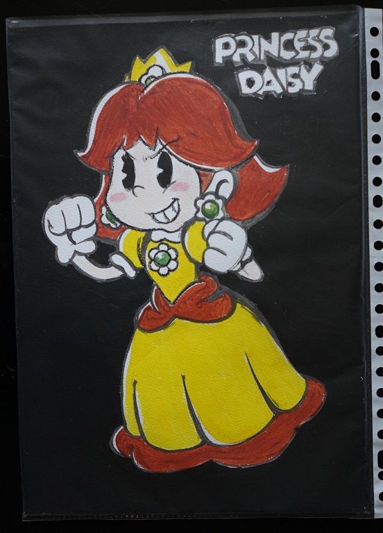 Bl - peinture - chibi - princess daisy - sur papier aquarell 4 Foug�res (35)