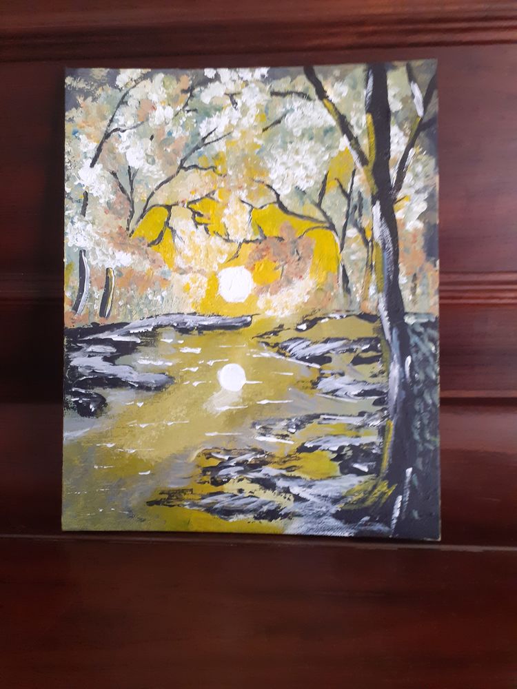 peinture  coucher soleil en forêt  35 La Romagne (49)