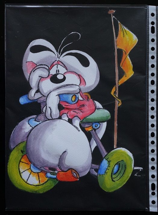 Bl - peinture - 26 - diddl - sur papier aquarelle format A4 4 Foug�res (35)