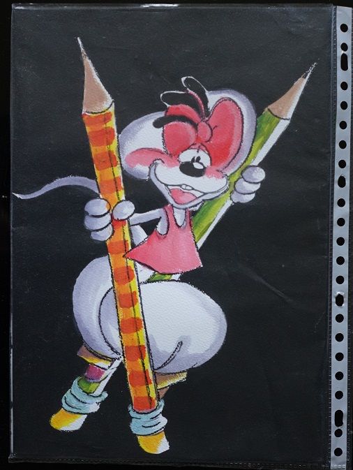 Bl - peinture - 28 - diddl - sur papier aquarelle format A4 4 Foug�res (35)