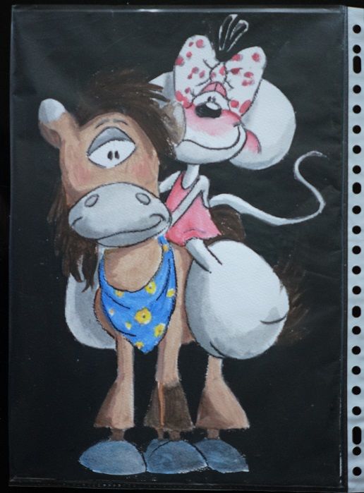 Bl - peinture - 30 - diddl - sur papier aquarelle format A4 4 Foug�res (35)