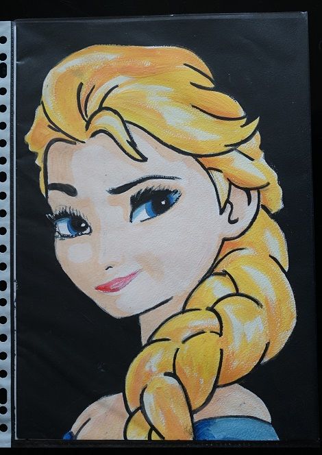 bl - peinture - elsa - la reine des neiges - sur papier aqua 4 Foug�res (35)