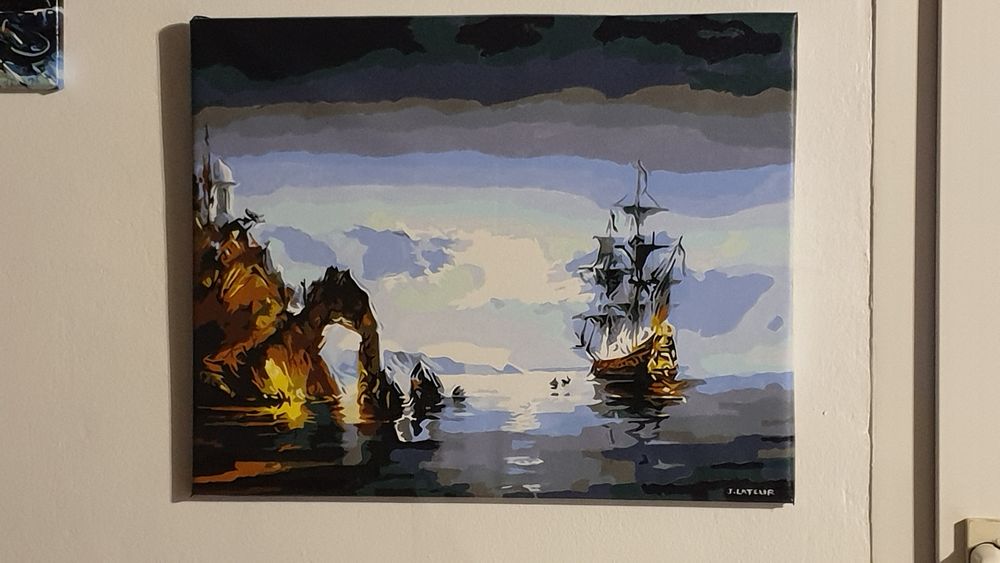 Peinture falaise et voilier - fait main 29 Aix-en-Provence (13)