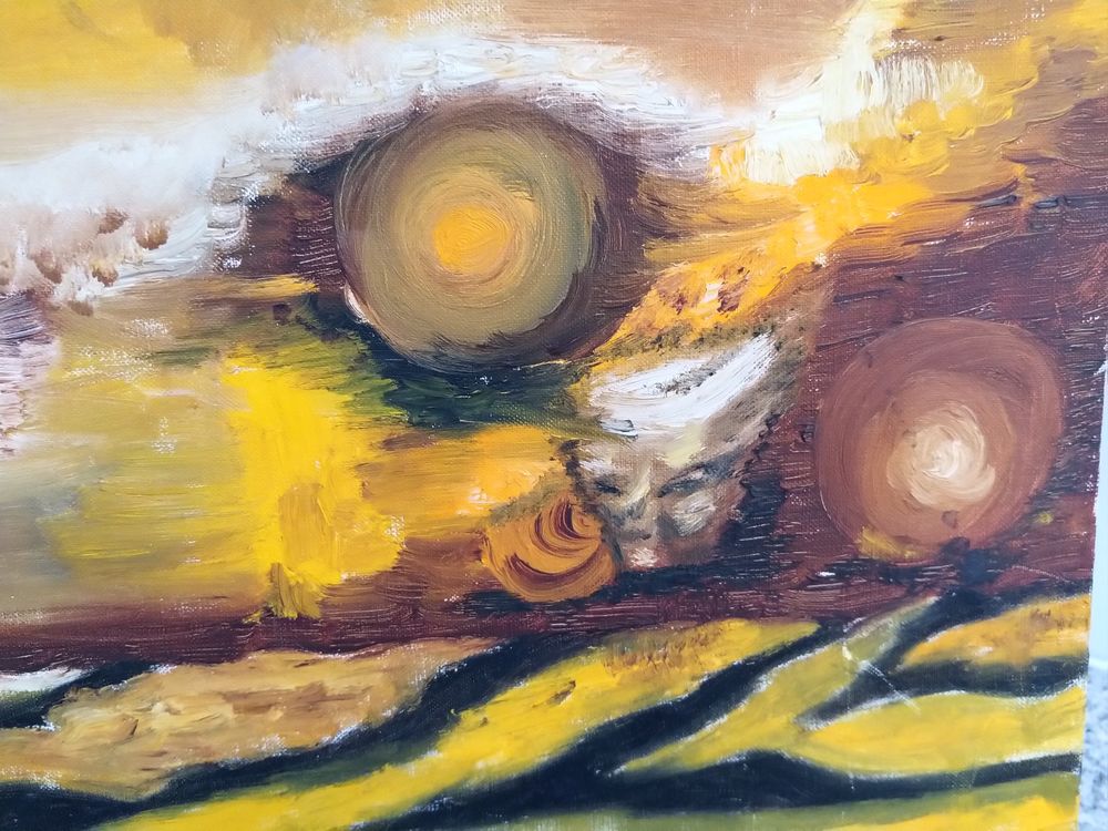 Peinture � l'huile abstraite  Coucher de soleil  98 Melun (77)