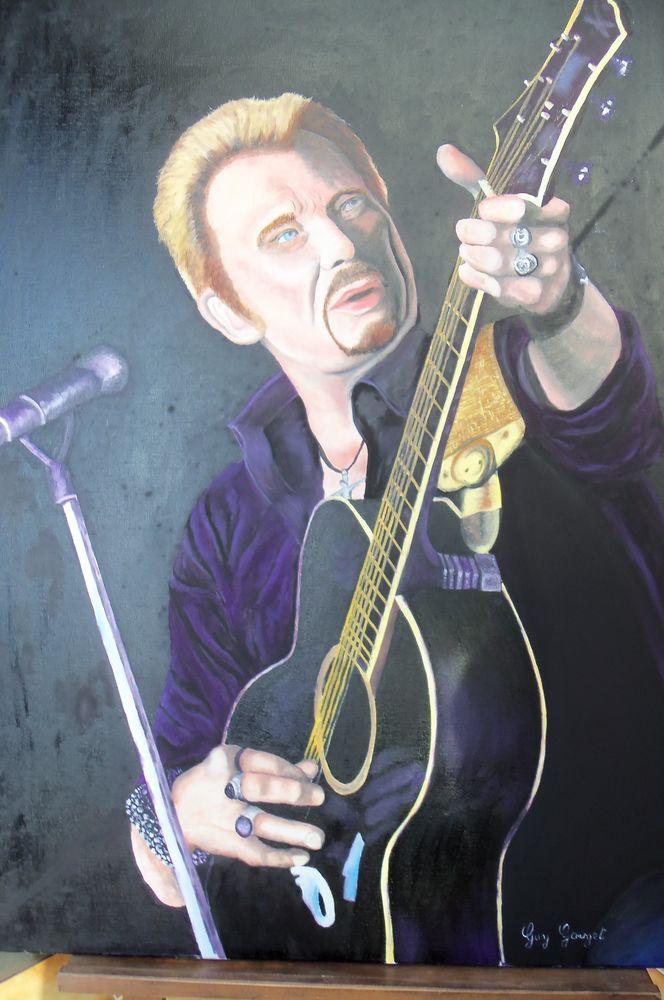 peinture � l'huile Johnny Halliday 50 Hazebrouck (59)