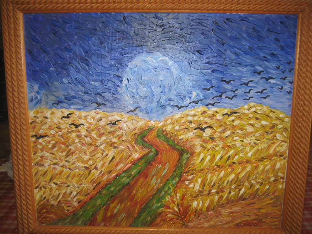 PEINTURE A L'HUILE sur toile champ de bl� 370 Le Sauze-du-Lac (05)