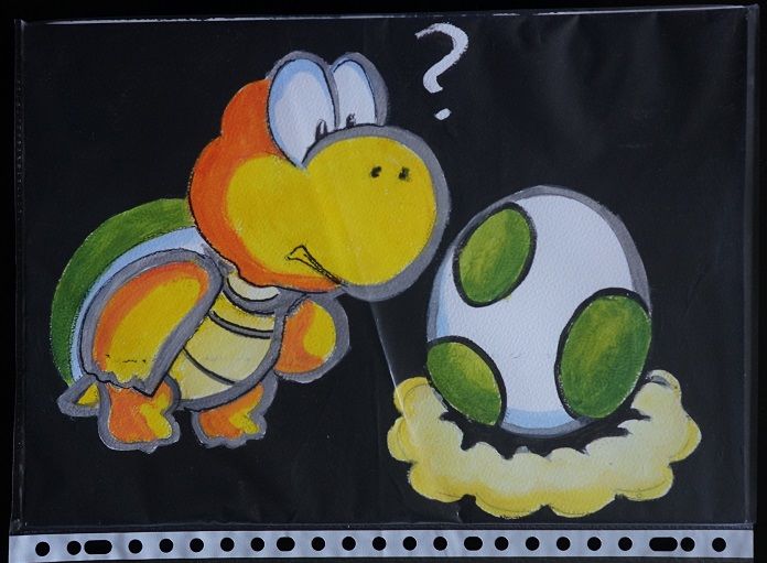 Bl - peinture - mario - koopa - sur papier aquarelle format 4 Foug�res (35)