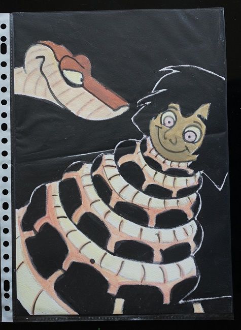 bl - peinture - kaa et moogli - le livre de la jungl - sur p 4 Foug�res (35)