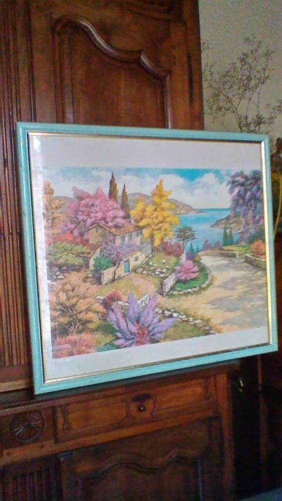 Peinture � l'eau sur papier sous verre 16 Avermes (03)