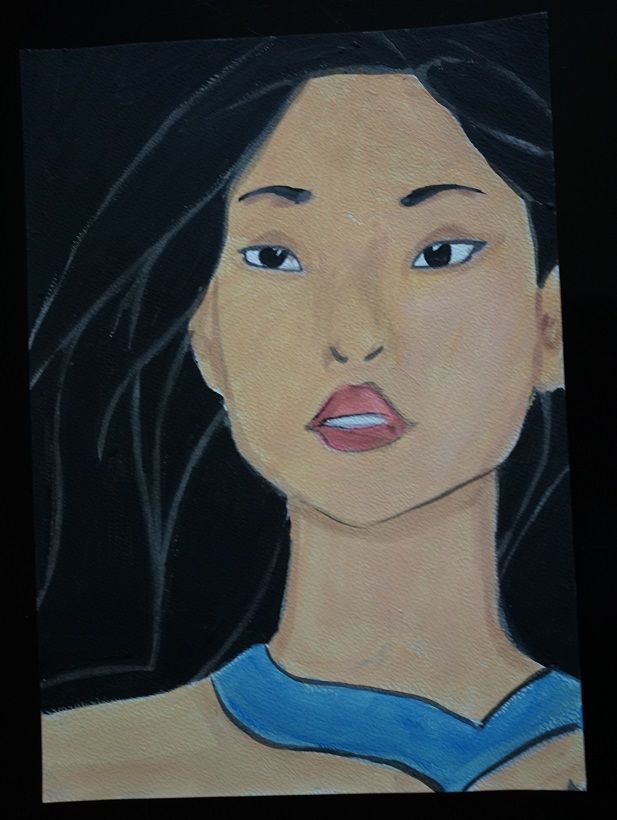 bl - peinture - pocahontas - sur papier aquarelle format A4 4 Foug�res (35)