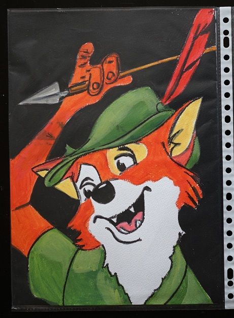 bl - peinture - robin des bois - sur papier aquarelle format 4 Foug�res (35)