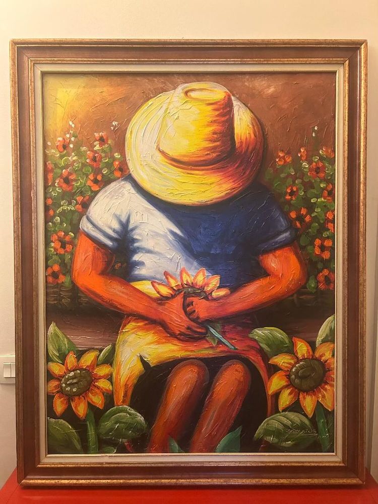 Peinture sur toile encadr�e ? Sujet floral (tournesols) 30 Paris 20 (75)