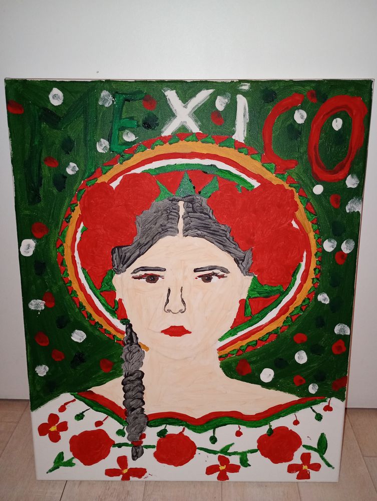 Peinture sur toile femme mexicaine 30 Paris 17 (75)