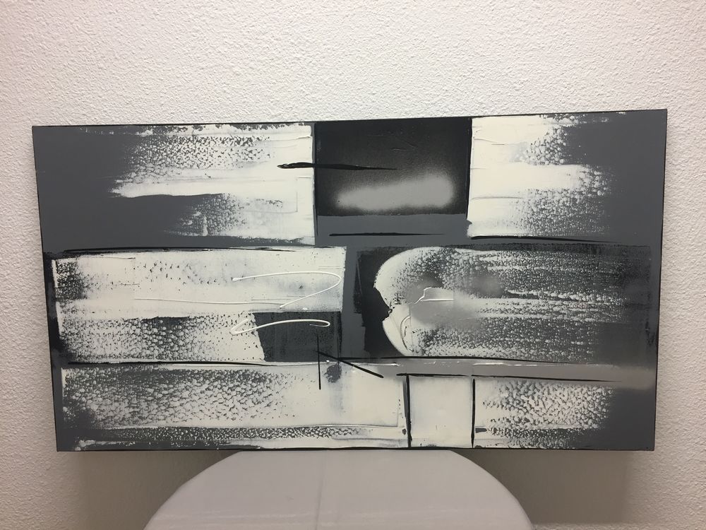 PEINTURE SUR TOILE ORIGINALE ART ABSTRAIT NOIR & BLANC 89 Marseille 11 (13)