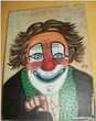 Peinture sur toile représentant un clown et signée