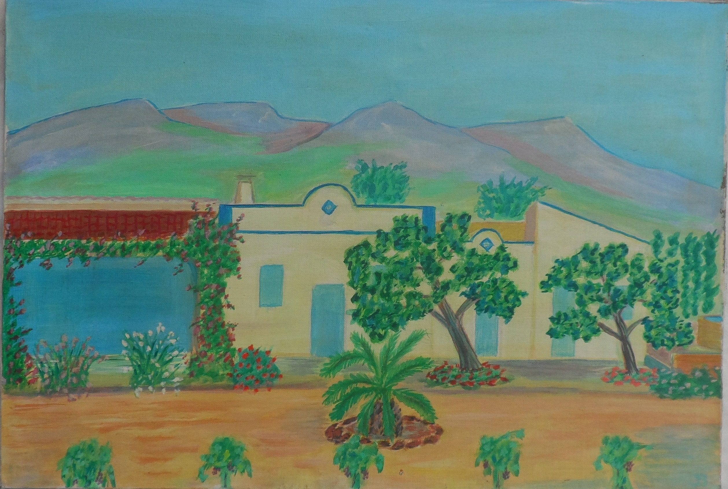 Peinture sur toile villa ESTRELLA 
Haut 83 cms x Large 55 cm 40 Castries (34)
