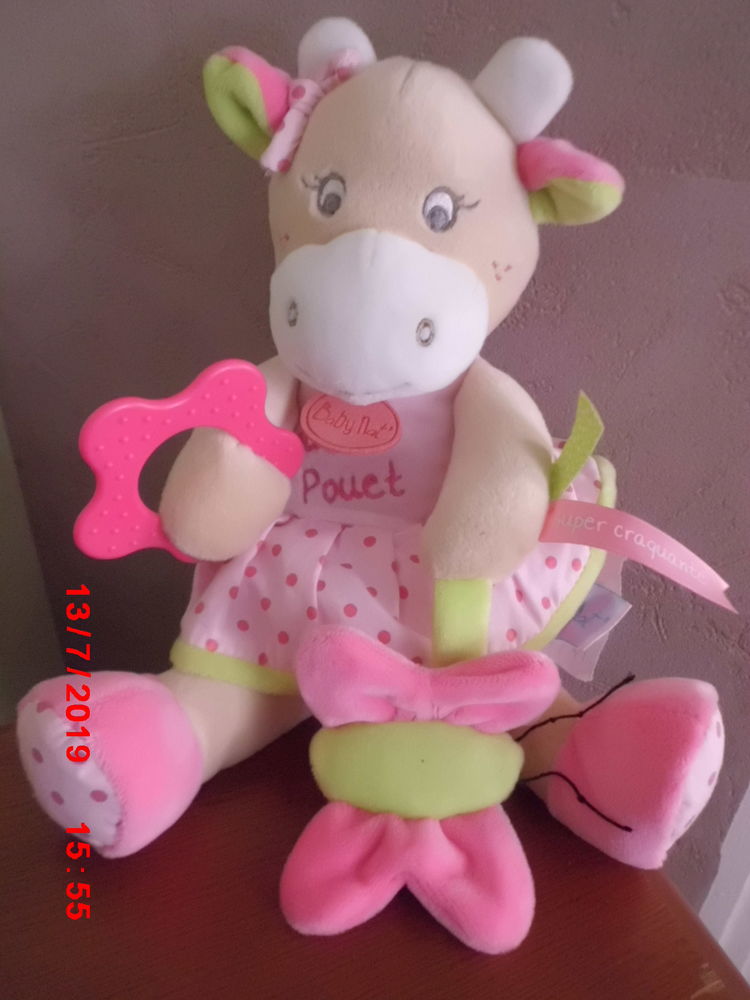 PELUCHE VACHE HOCHET ROSE BABY NAT 16 Oignies (62)