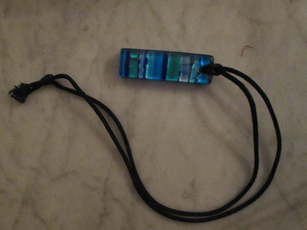 Pendentif bleu rectangulaire en verre de Murano 15 Herblay (95)