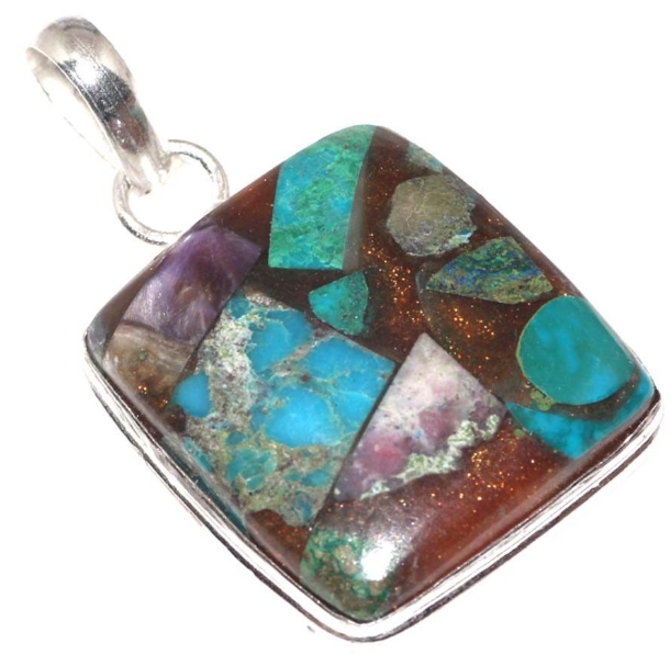 Pendentif CHRYSOCOLLE, PL Argent 925 13 Saint-Savin (86)