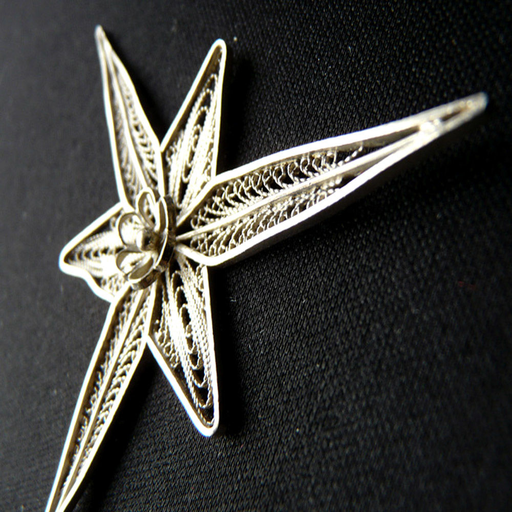 Pendentif forme de Croix en fils dentelle d'Argent Ethiopie 55 Gravelines (59)