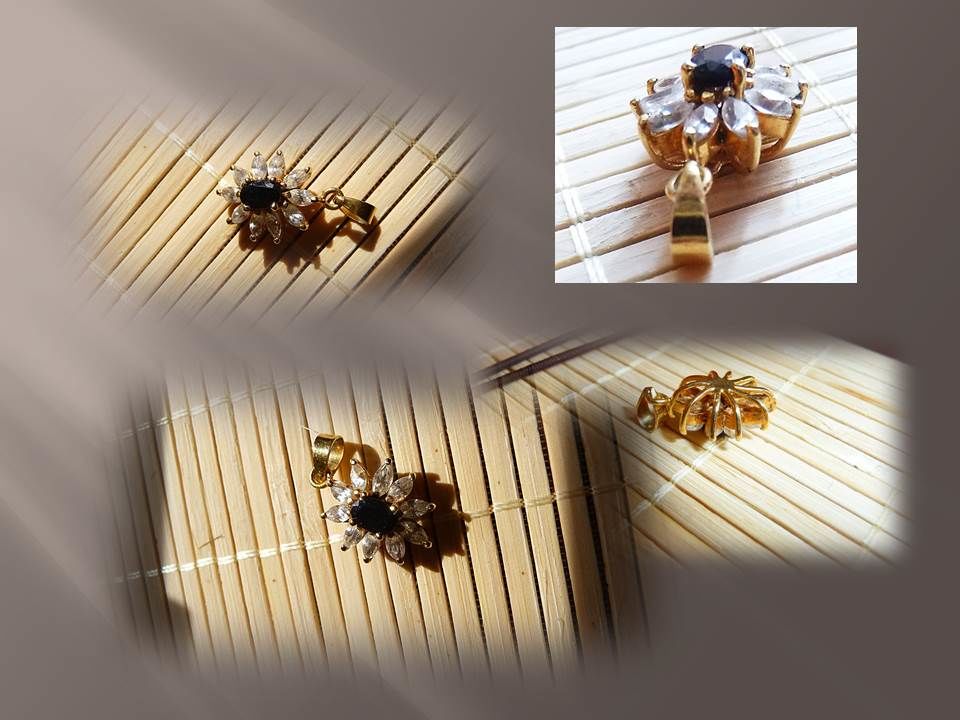 Pendentif marquise en cristal bleu saphir et plaqu� or 30 Nice (06)