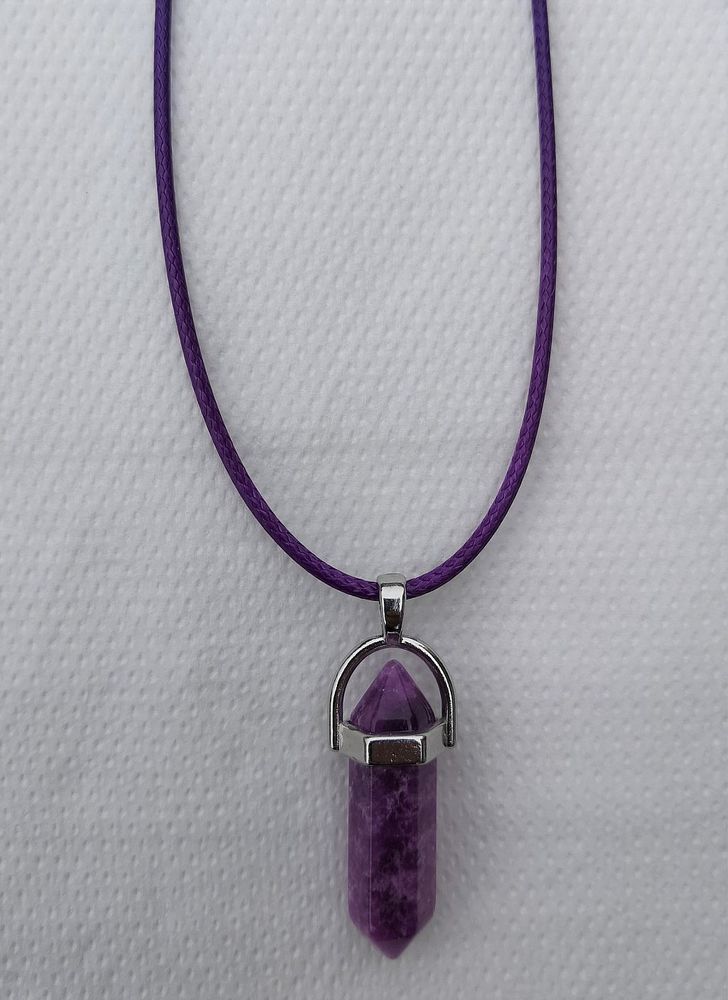 Pendule en Am�thyste mont� en pendentif sur cordon cir� 5 La Seyne-sur-Mer (83)