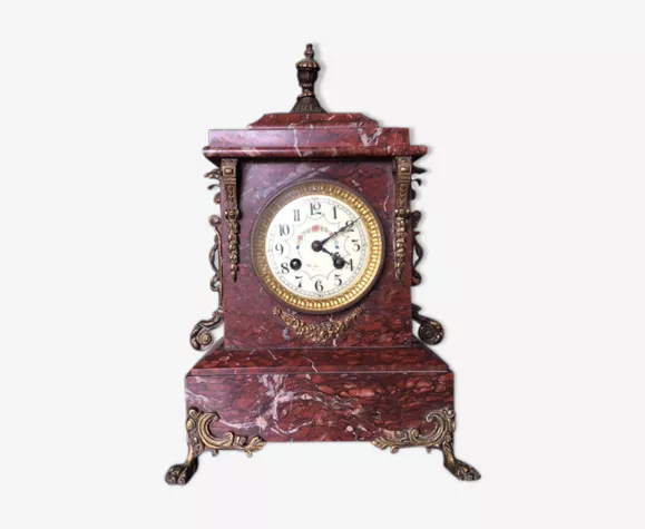 Pendule borne en marbre rose Napol�on III en �tat de marche 95 Lyon 9 (69)