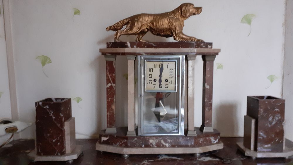 Pendule marbre 1920 et 2 vases assortis 0 Orsay (91)