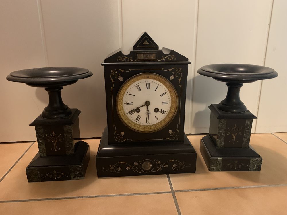 Pendule marbre garniture de chemin�e Napol�on III 100 Elisabethville (78)