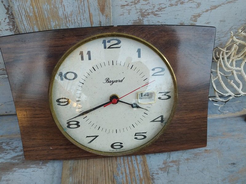 Pendule Murale Bayard Formica Style Bois Vintage 0 Loches (37)