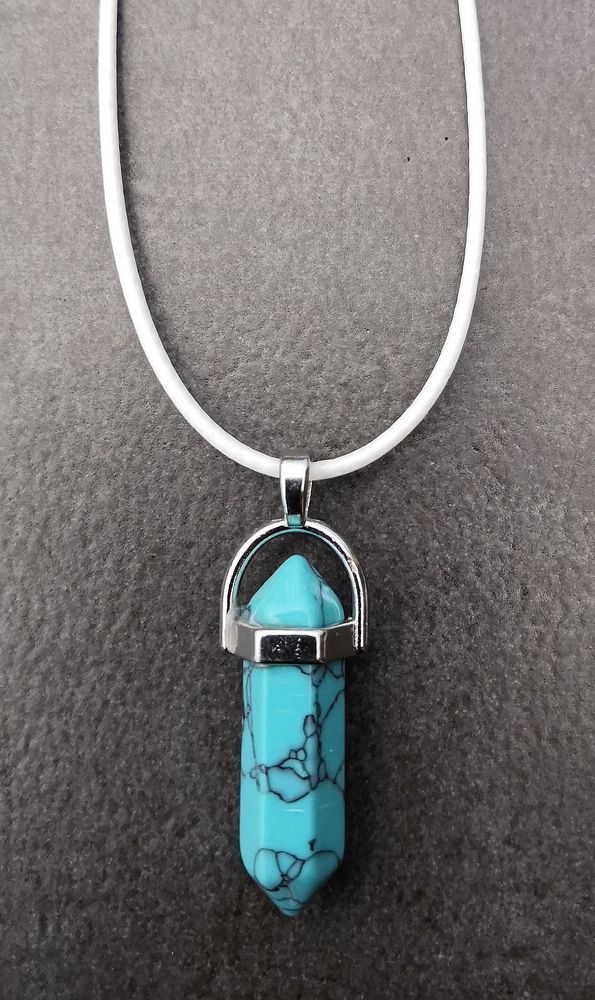 Pendule en Turquoise mont� en pendentif sur cordon cir� 5 La Seyne-sur-Mer (83)