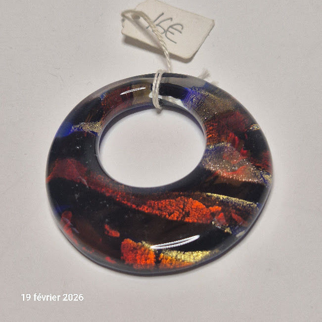Perle en verre de Venise de Murano, avec inclusion de feuill 5 Saumur (49)