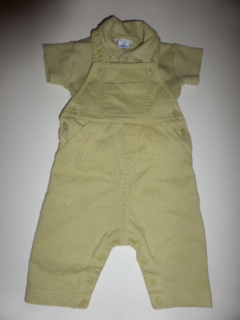 Petit Bateau ensemble salopette et polo vert 3 mois 8 Rueil-Malmaison (92)