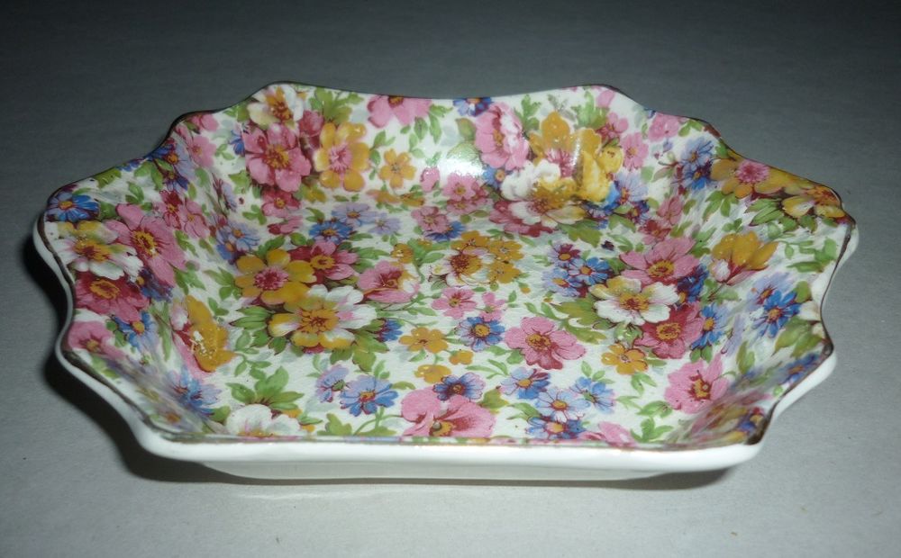 Petit plat d�cor floral JAMES KENT LTD LONGTON  Du Barry  25 Loivre (51)