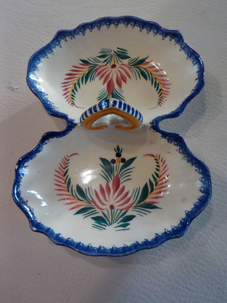 petit plat double serviteur en fa�ence de quimper Henriot 5 Bubry (56)