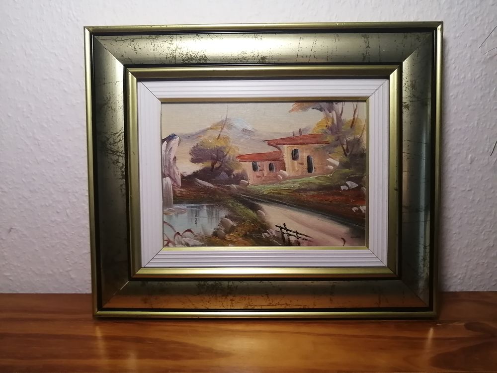 Petit tableau format  paysage  avec encadrement dor� 33 Habsheim (68)