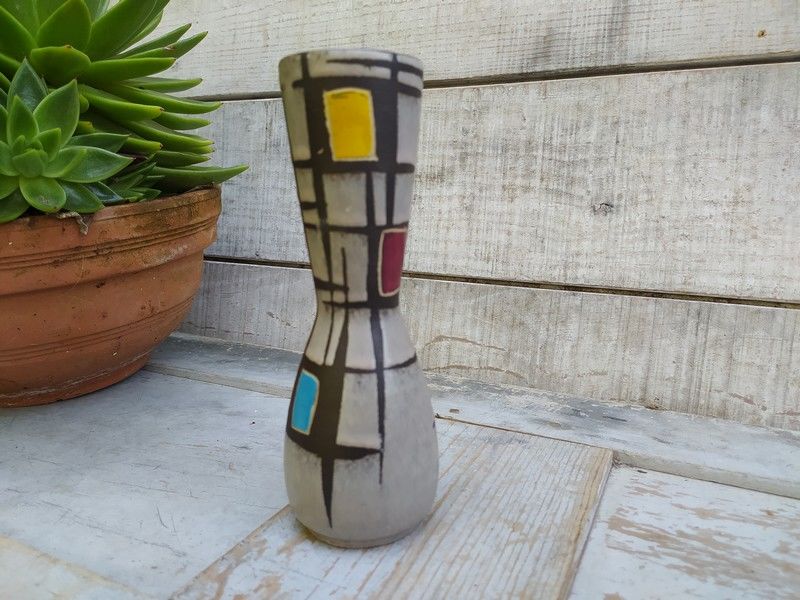 Petit Vase Diabolo C�ramique West Germany Vintage 45 Loches (37)