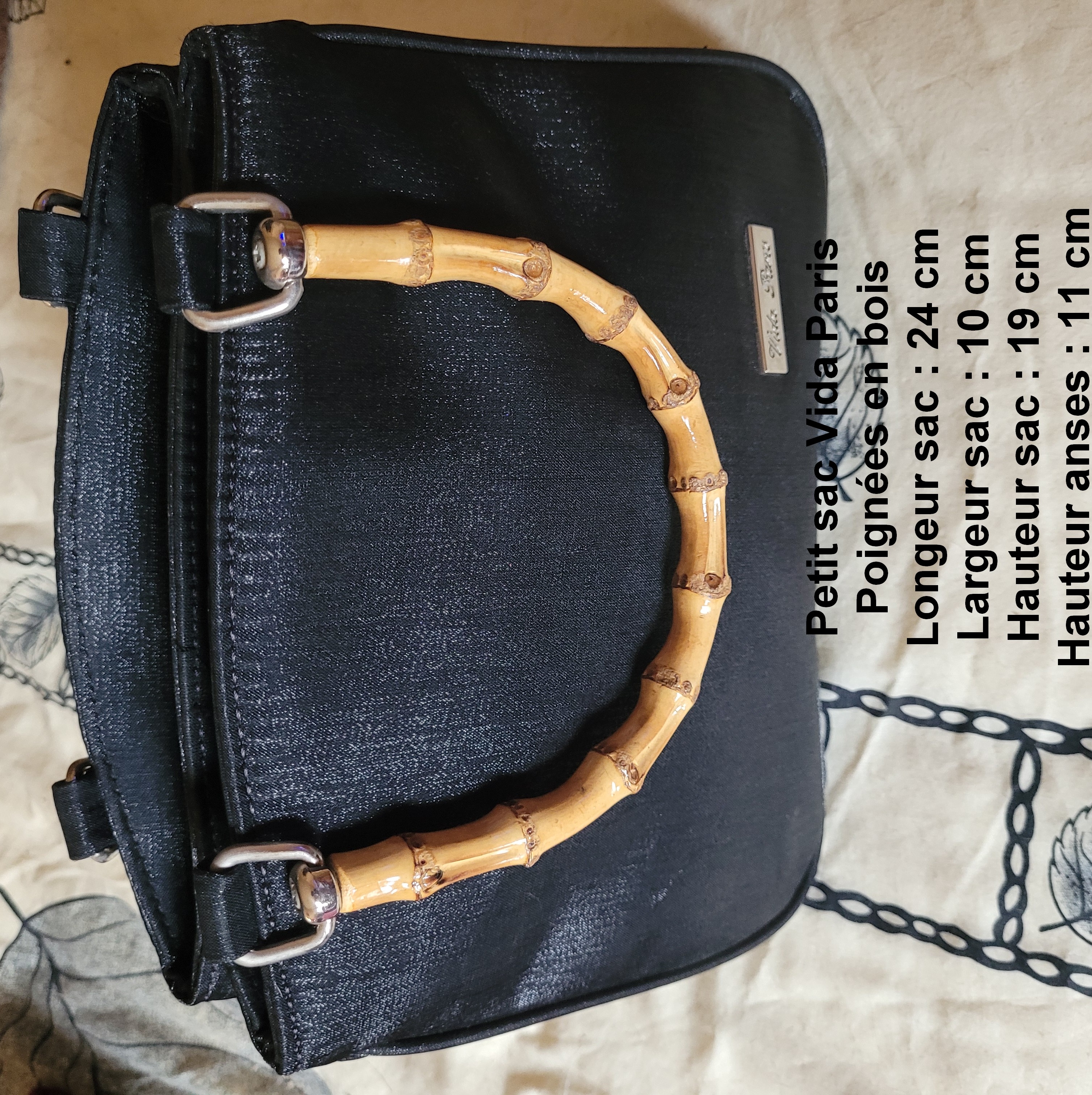 Petit sac Vida Paris, anses en bois 11 Paris 19 (75)