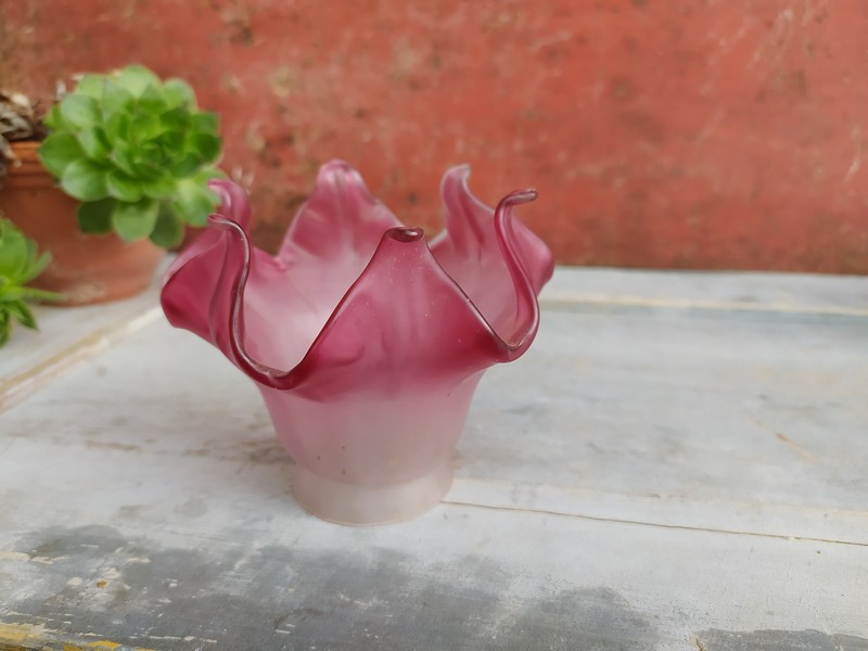 Petite Tulipe de Lampe Fleur P�tales Verre Rose D�grad� 58 Loches (37)