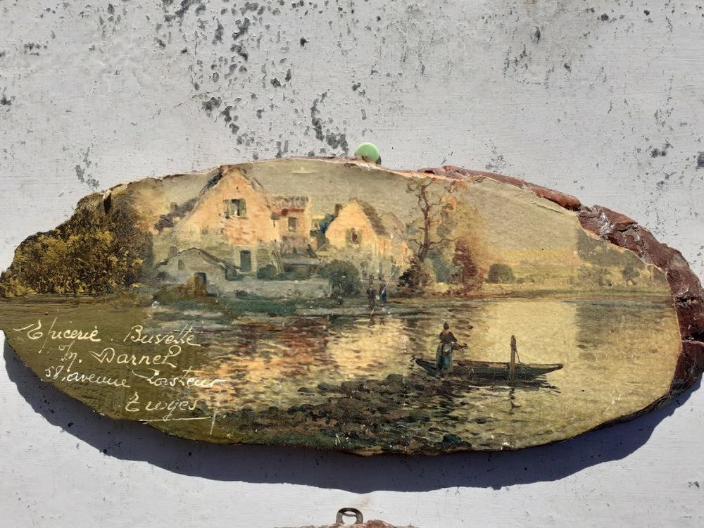 2 petites peintures sur bois.environs de Troyes.annees 30/40 100 Les Riceys (10)