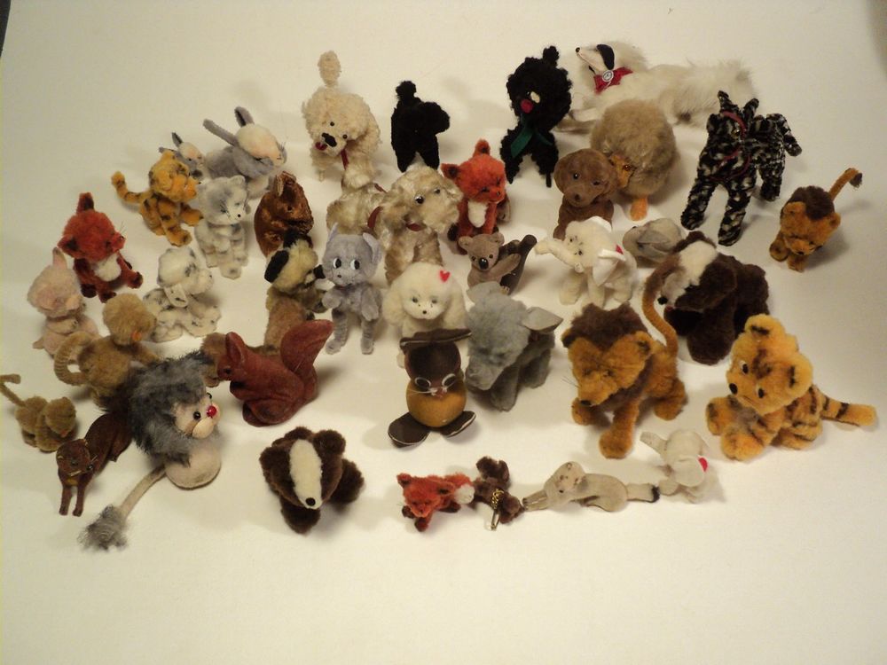 Lot 40 Petites Peluches Vintage Fil de Fer Jouets 1960/70 35 Loches (37)