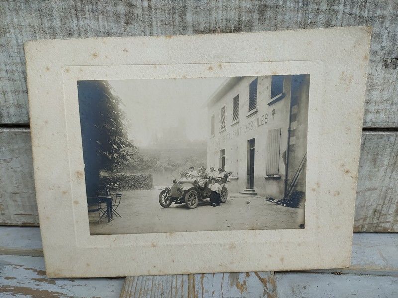 Photographie Ancienne Restaurant des Iles Albigny Automobile 45 Loches (37)
