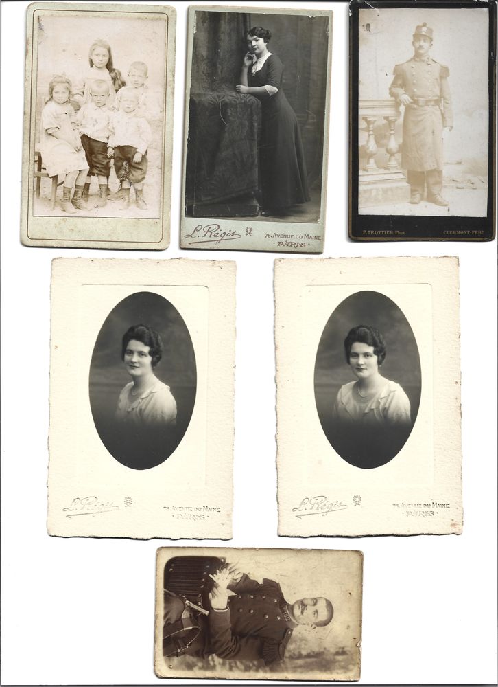 Lot de 21 photographies et portraits anciens / cartonn�s 20 Clermont-Ferrand (63)