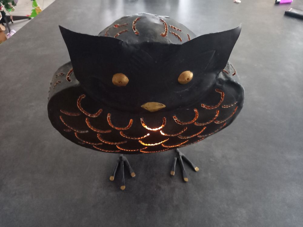 Photophore grand hibou noir et or 10 Boisset-et-Gaujac (30)