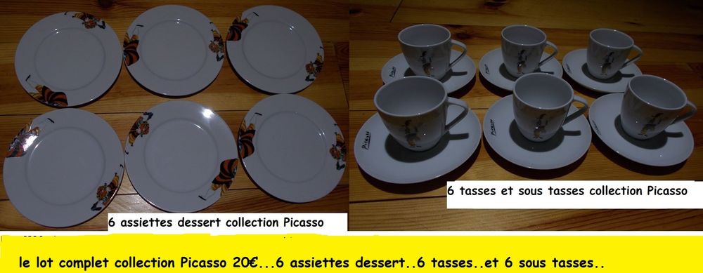 lot Picasso 6 assiettes dessert-6tasses et 6 sous tasses 20 Neuville-en-Ferrain (59)
