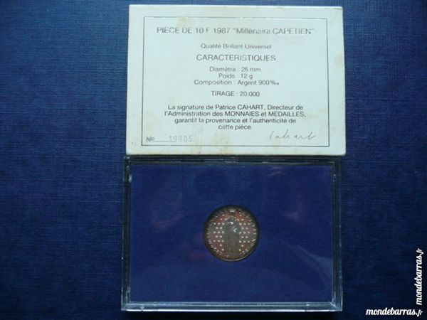 Pi�ce 10 fr Argent 1987 en BU Mill�naire Cap�tien 35 Bordeaux (33)