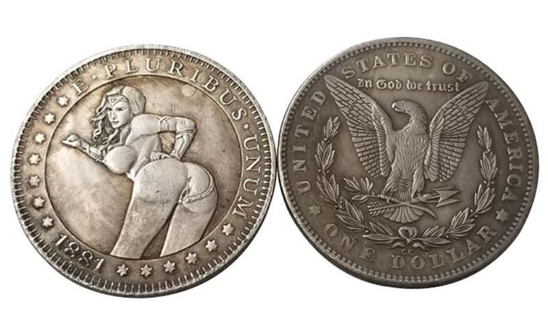 PIECE ARGENT PL gravee sur 1 DOLLAR MORGAN 1881 diametre 38 24 Thionville (57)