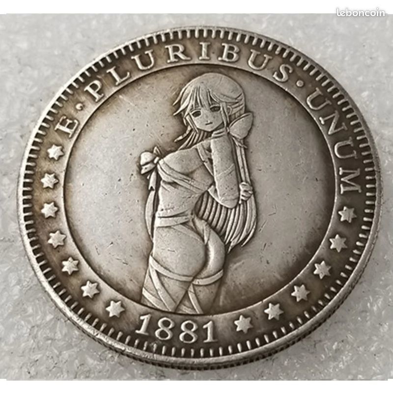 PIECE ARGENT PL gravee sur 1 DOLLAR MORGAN 1881 38 Thionville (57)