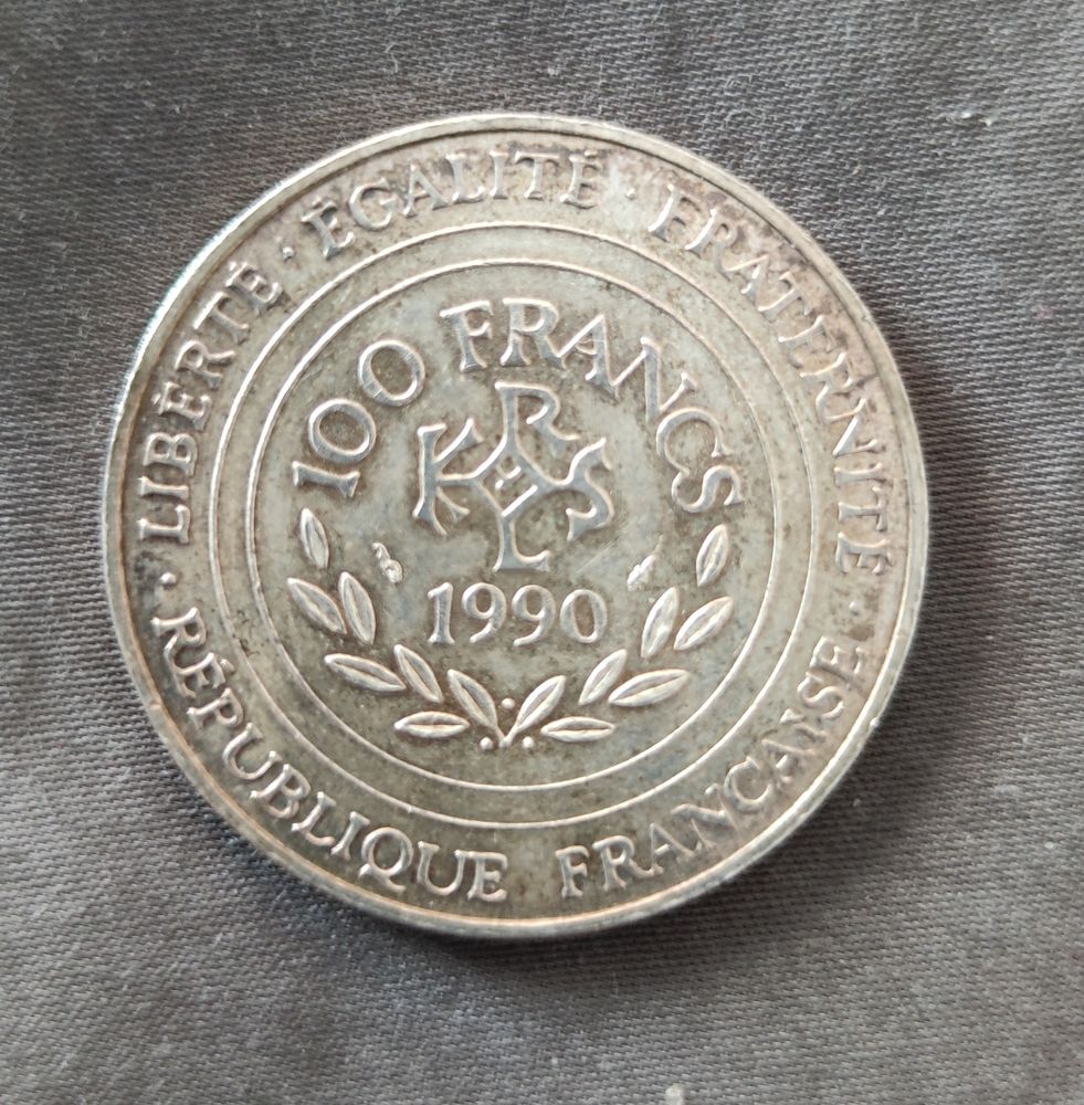 Pi�ce de 100 francs en argent Charlemagne 1990 45 Cannes (06)